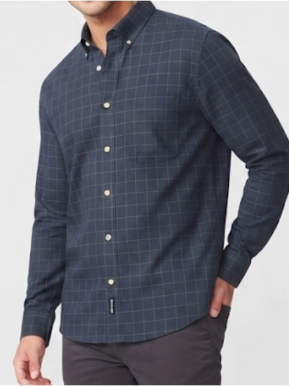 Gant Men’s Navy Plaid Long-Sleeve Button-Down Shirt Size XXL / 2XL